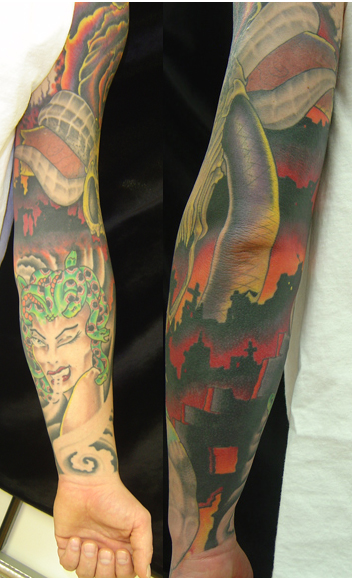 Looking for unique Color tattoos Tattoos?  Post Apocalyptic sleeve 